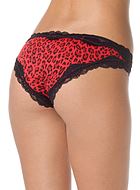Panties, lace trim, open crotch, leopard (pattern)